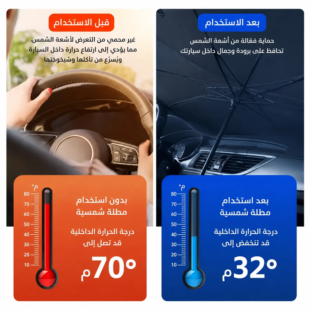 مظلة زجاج السيارة للحماية من الشمس