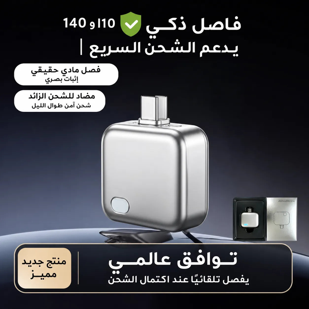 حامي البطارية الذكي 140 واط - فصل فيزيائي وتلقائي لمنع الشحن الزائد