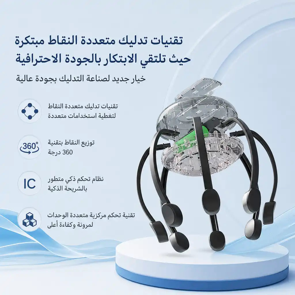 جهاز تدليك الرأس الذكي بـ 8 رؤوس - وداعاً للأرق وصداع السهر 💆‍♂️✨