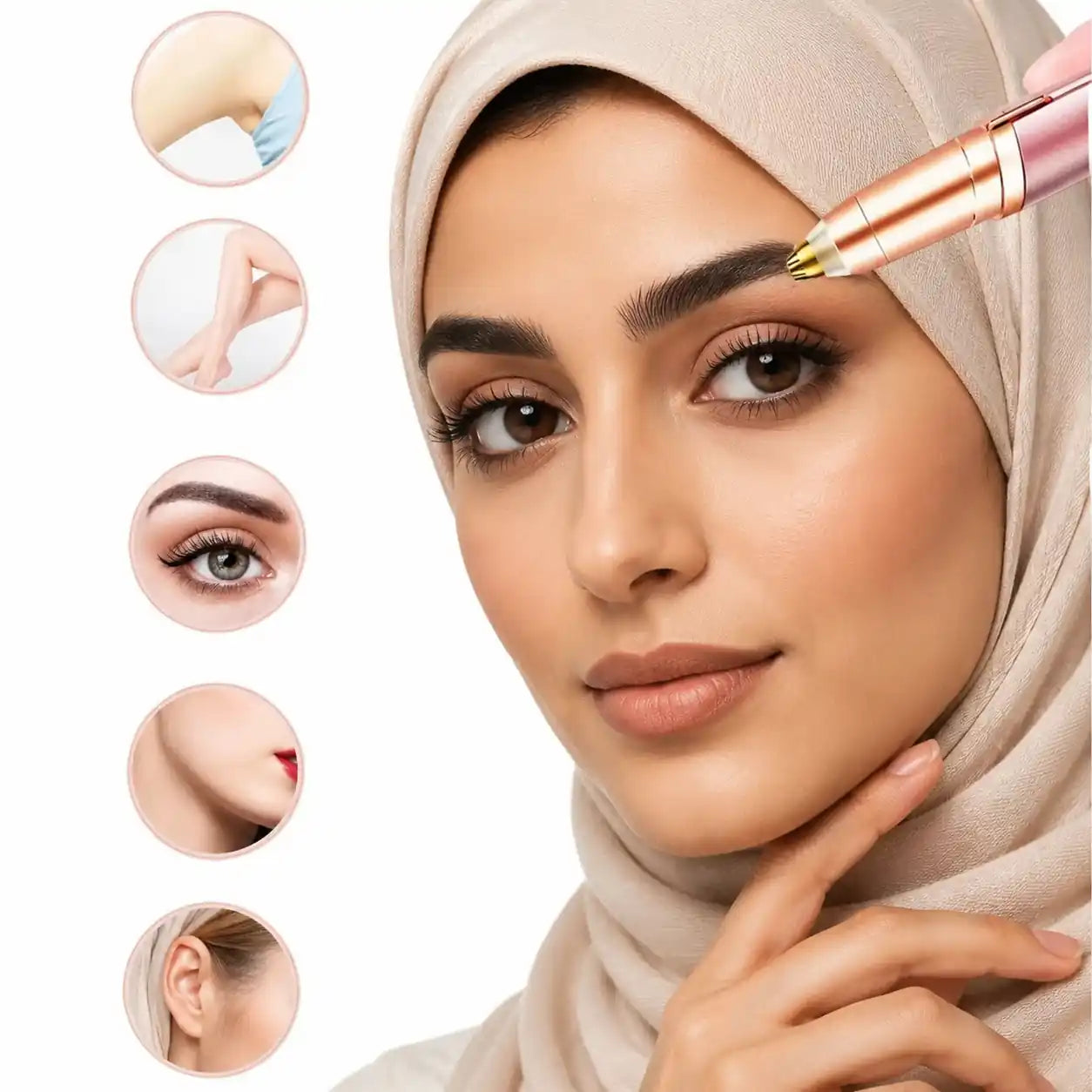 قلم الحواجب الذكي 2 في 1 لإزالة الشعر بدقة وبدون ألم - شحن USB
